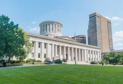 The Ohio Statehouse in Columbus, seat of the state's executive and legislative branches.